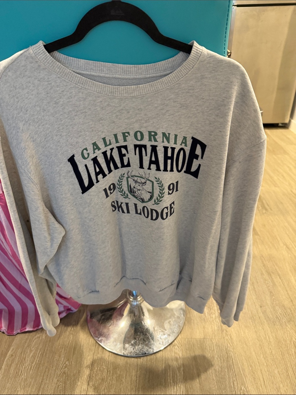 Hollister Light Gray Lake Tahoe Ski Lodge Pullover